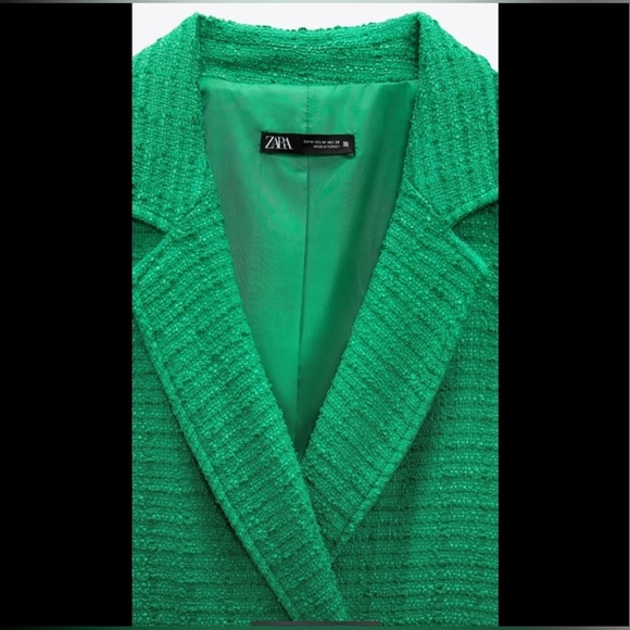 Zara textured double breasted green blazer(Size S) - Picture 7 of 17